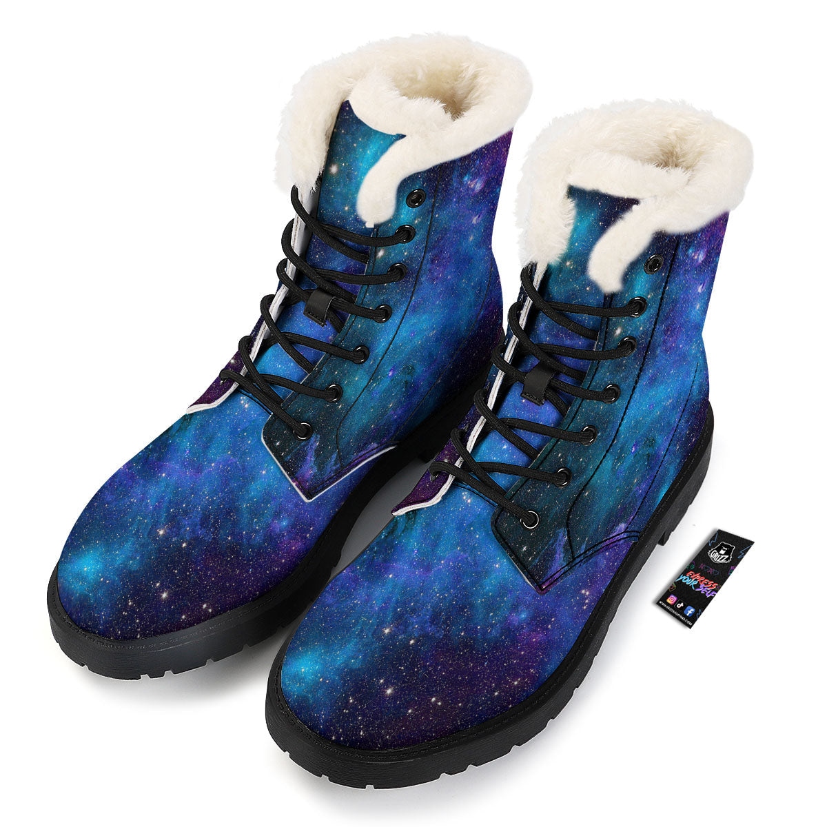 Space Nebula Print Winter Boots-grizzshop