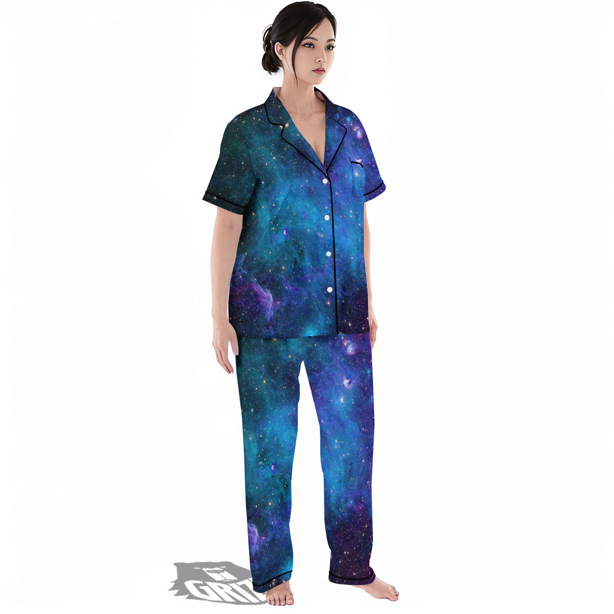 Space Nebula Print Women's Pajamas Set-grizzshop