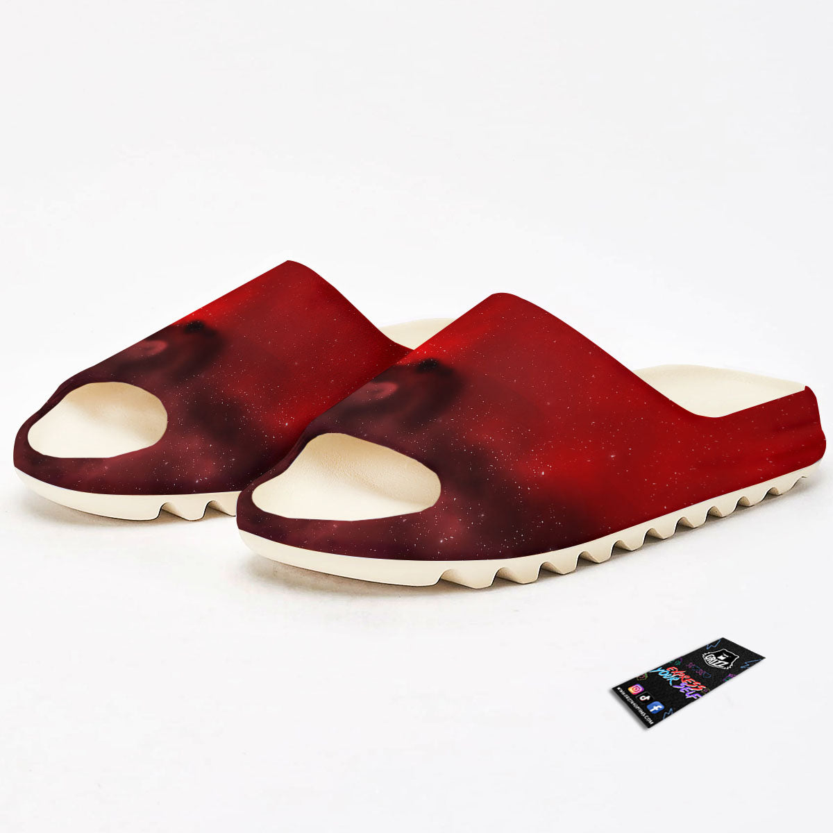 Space Cloud Red Galaxy Print Sandals-grizzshop