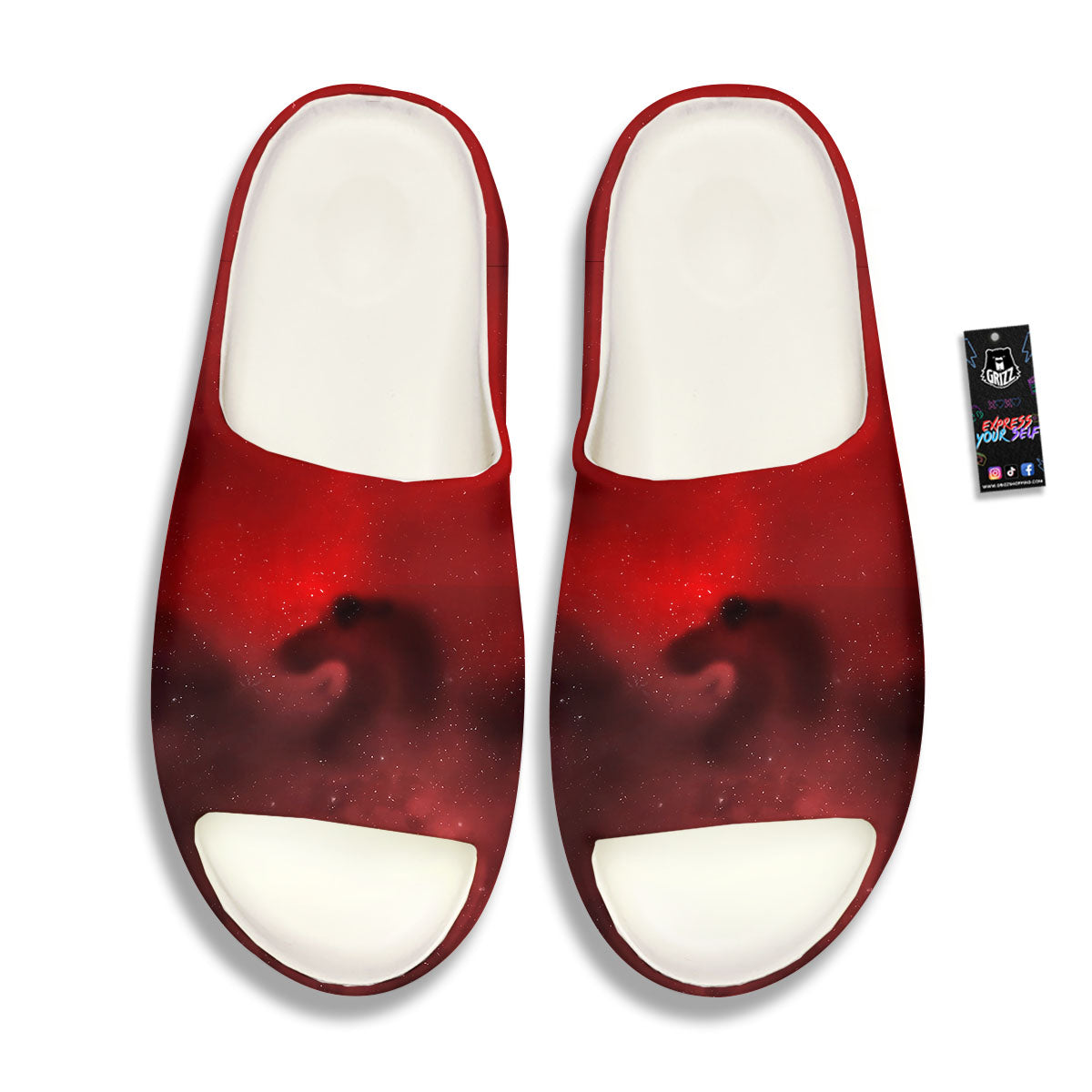 Space Cloud Red Galaxy Print Sandals-grizzshop