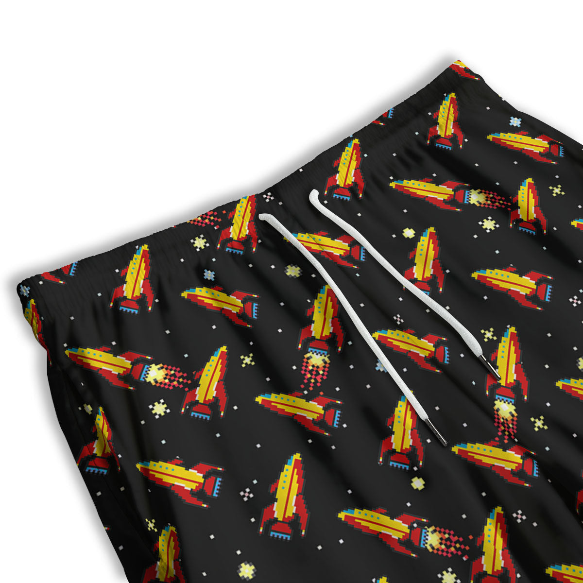 Spaceships Pixel Print Pattern Men's Athletic Shorts