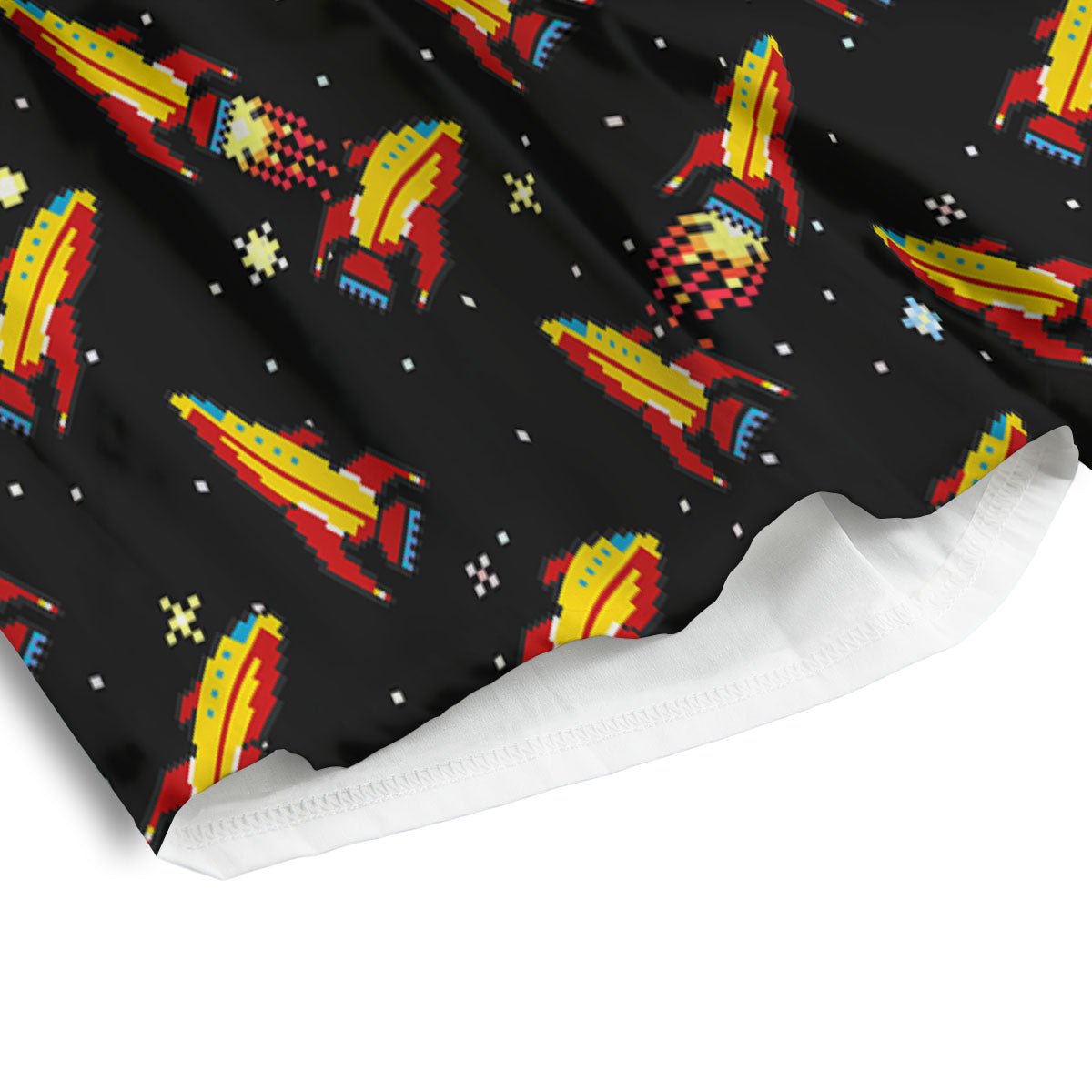Spaceships Pixel Print Pattern Men's Athletic Shorts