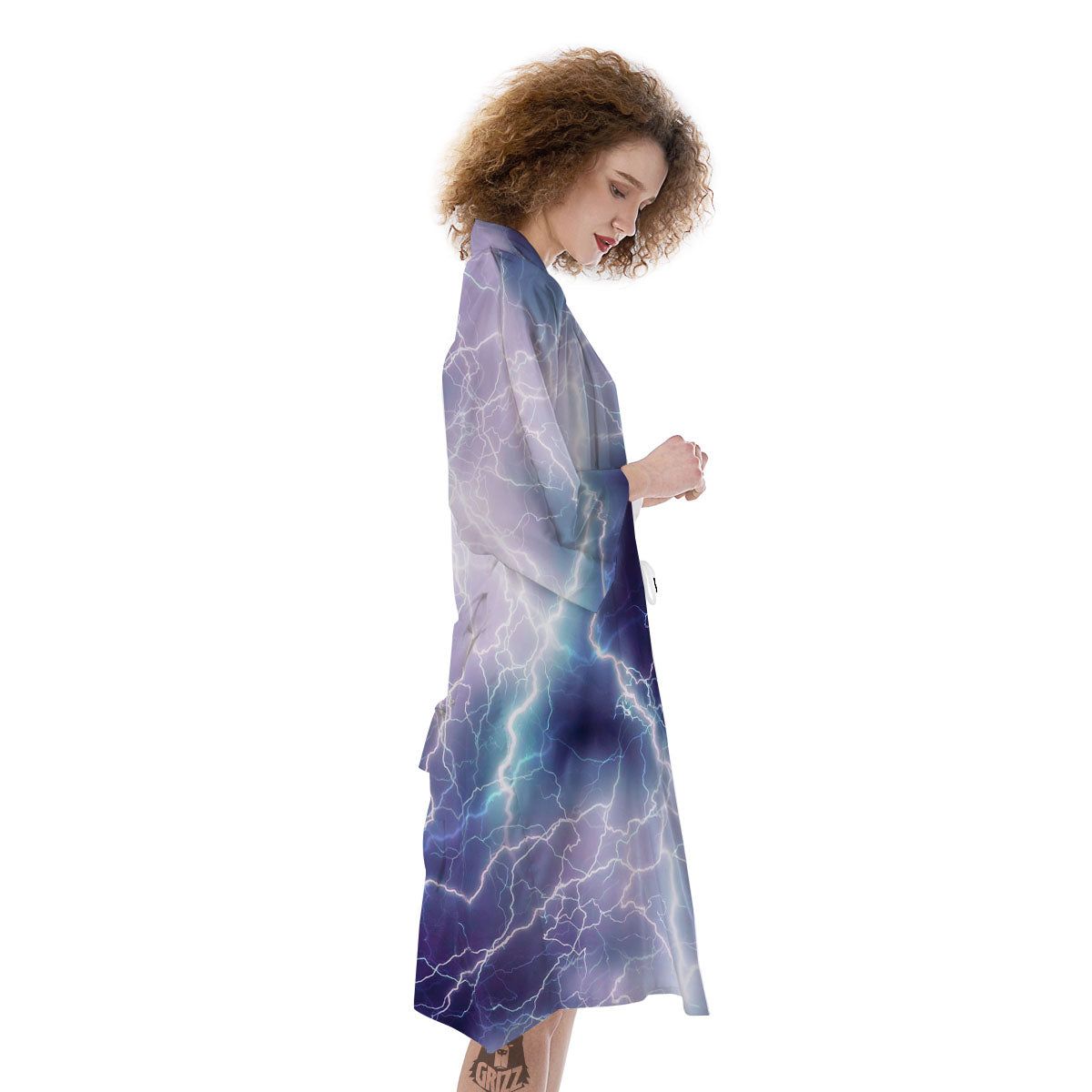 Spark Lightning Print Kimono-grizzshop