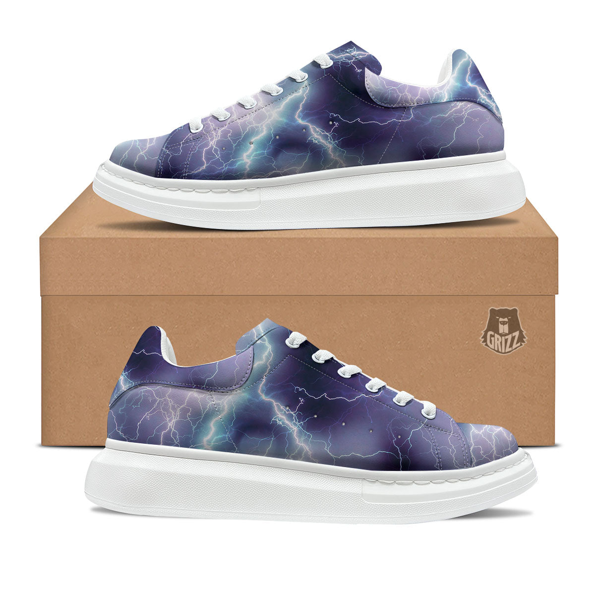 Spark Lightning Print Platform Shoes-grizzshop