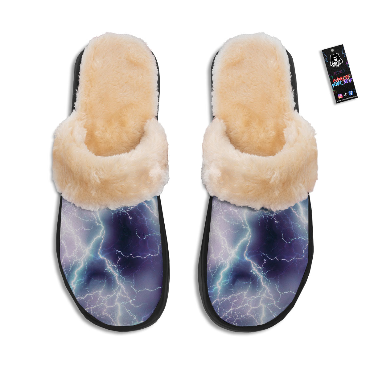 Spark Lightning Print Slippers-grizzshop
