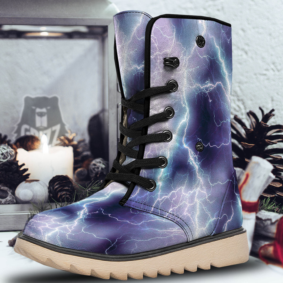 Spark Lightning Print Snow Boots-grizzshop