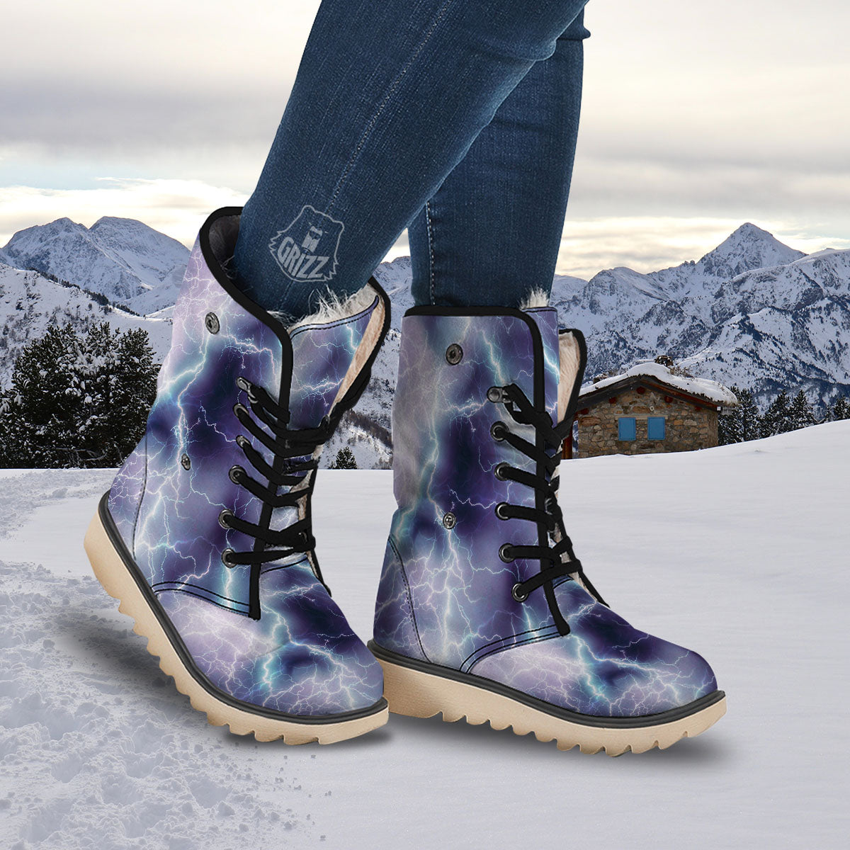 Spark Lightning Print Snow Boots-grizzshop