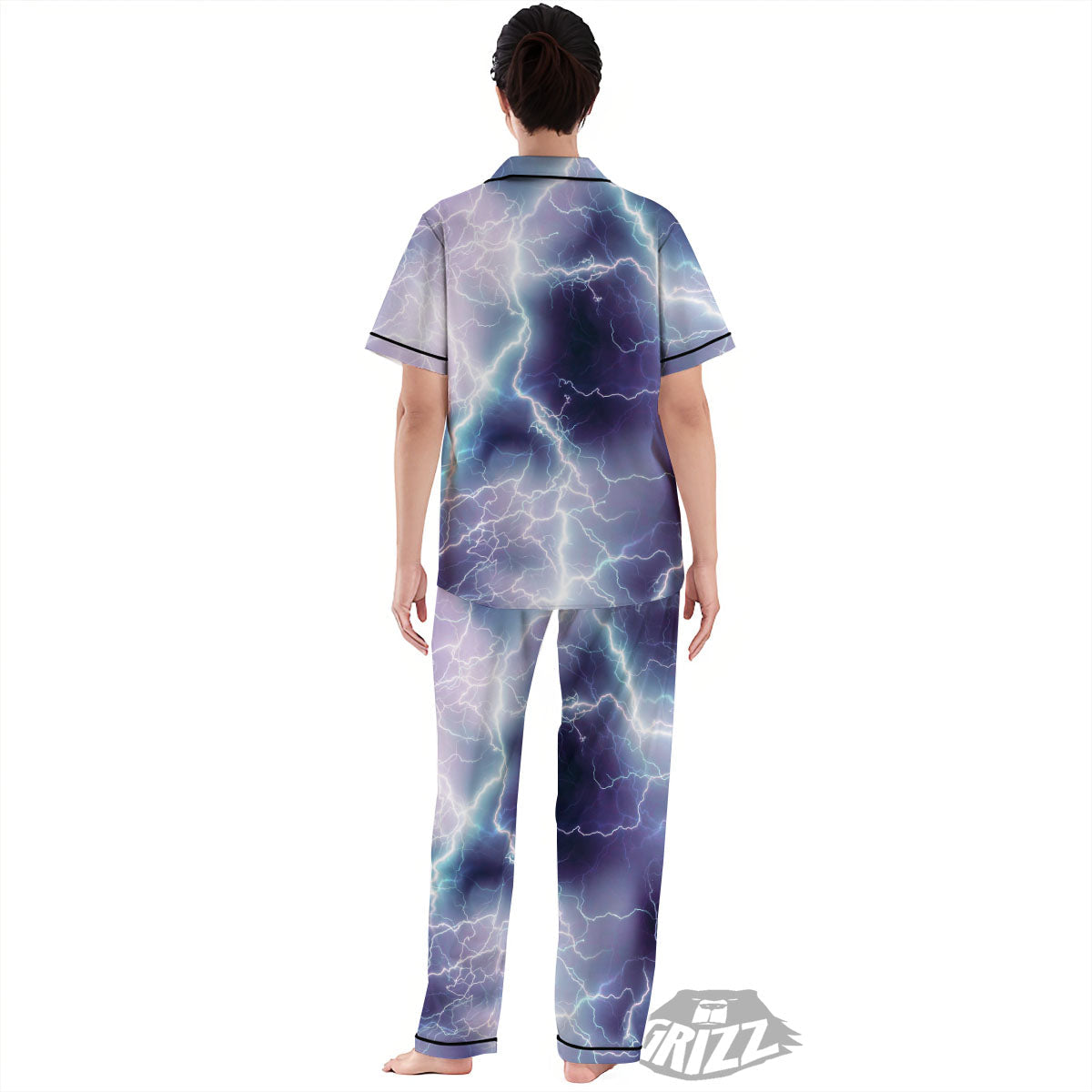 Spark Lightning Print Women's Pajamas Set-grizzshop