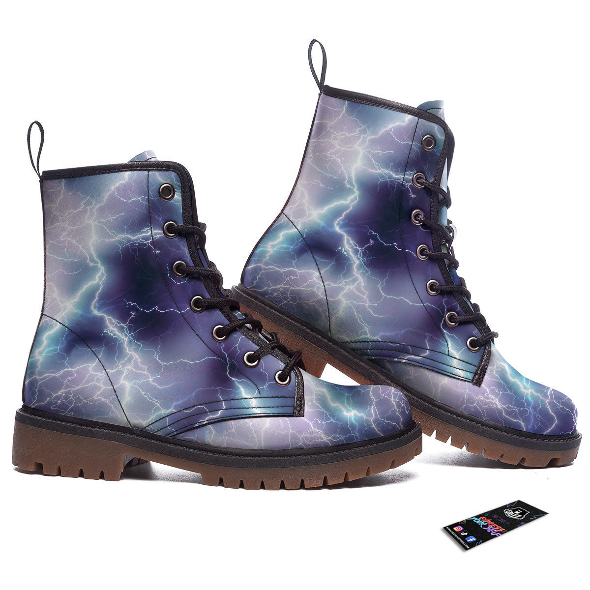 Spark Lightning Print Work Boots-grizzshop