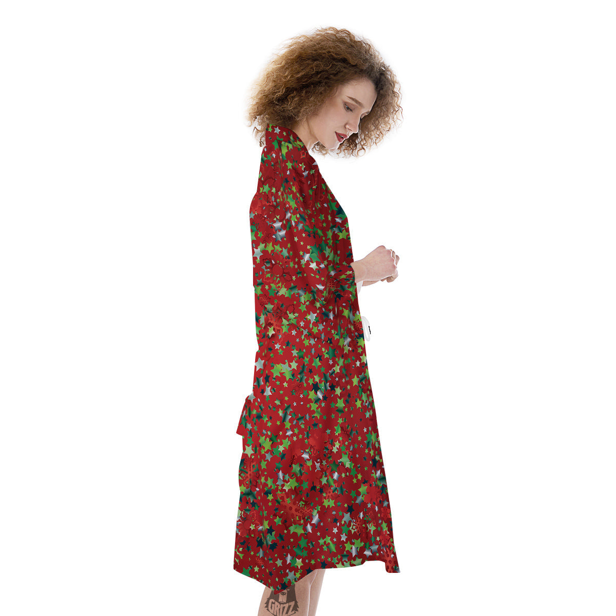 Sparkle Christmas Print Kimono-grizzshop