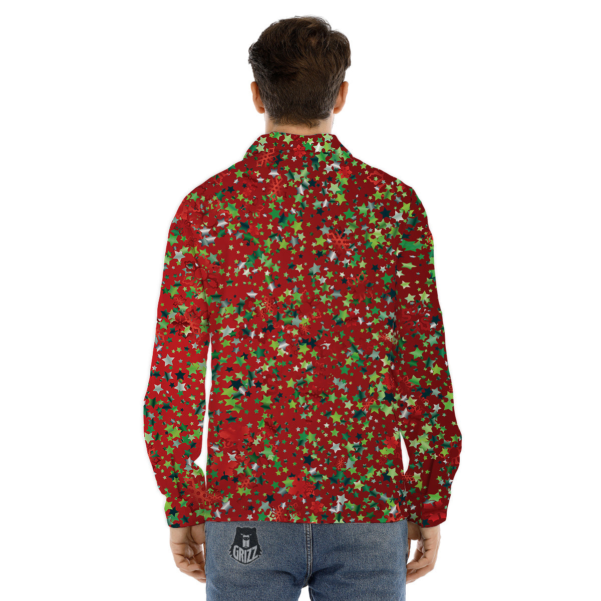 Sparkle Christmas Print Men's Dress Shirts-grizzshop