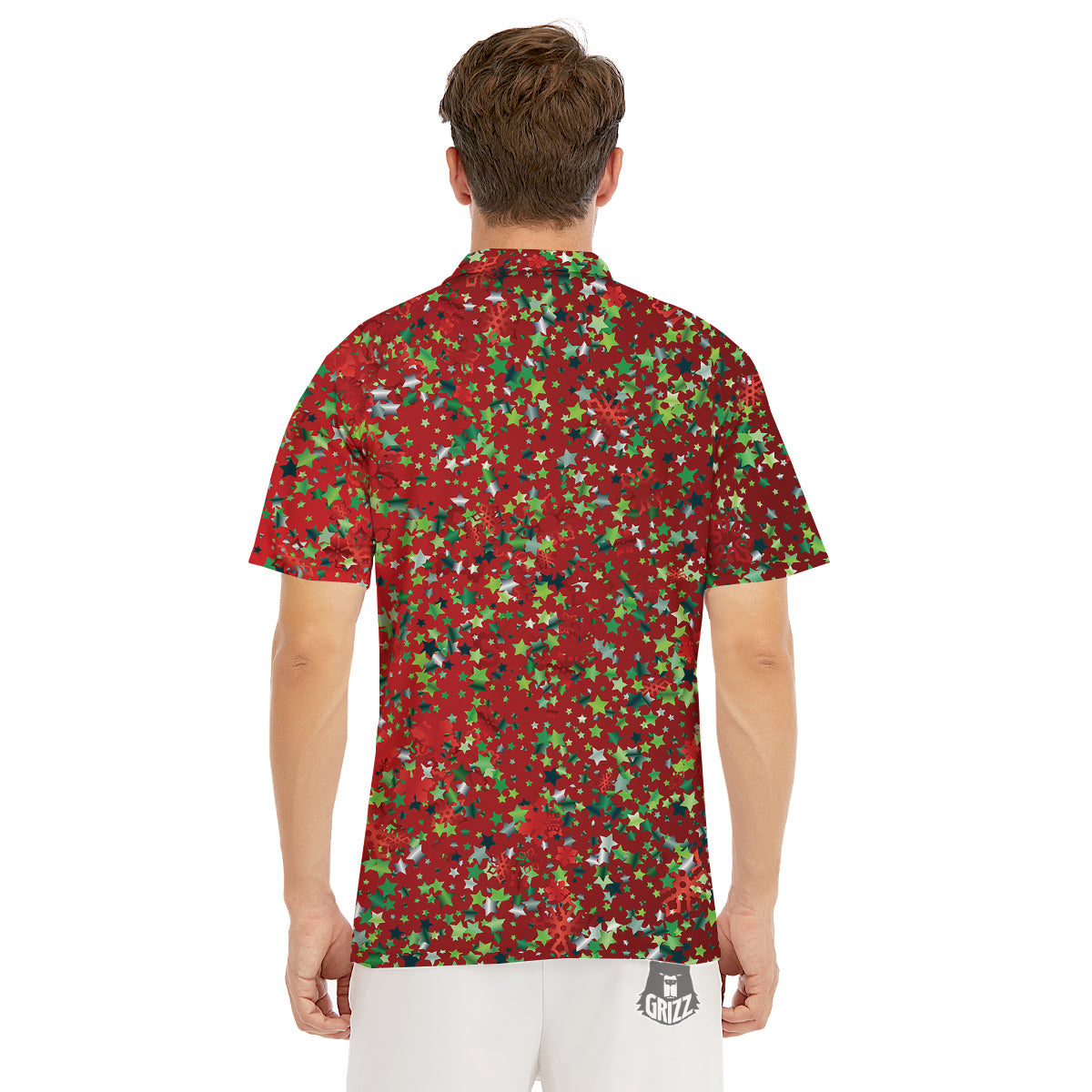 Sparkle Christmas Print Men's Golf Shirts-grizzshop