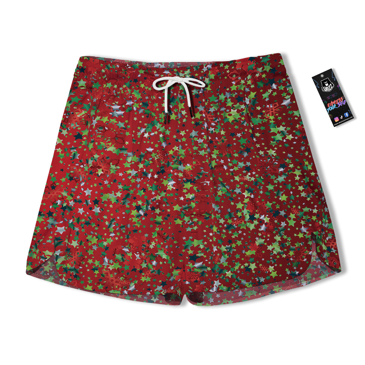 Sparkle Christmas Print Men's Running Shorts-grizzshop