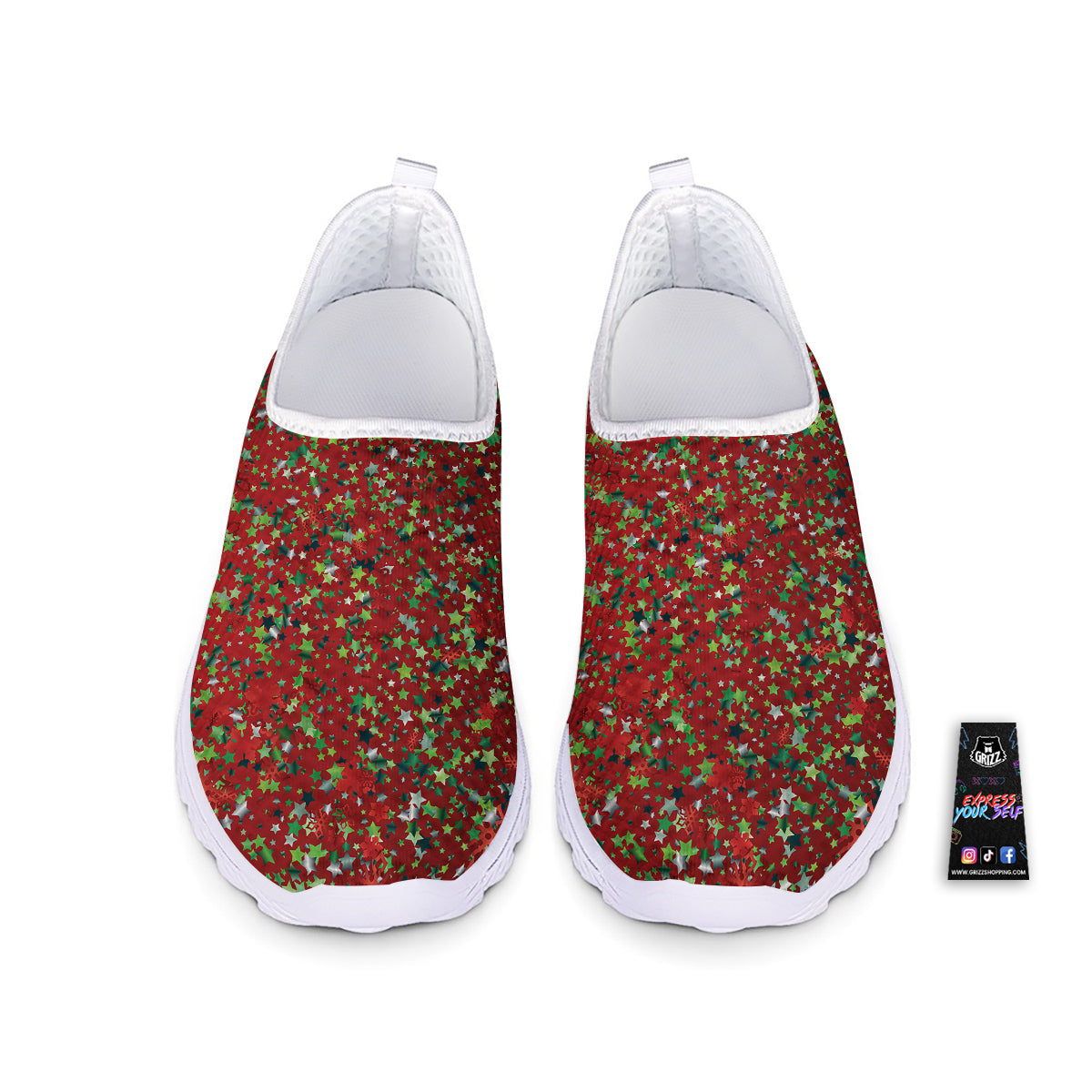 Sparkle Christmas Print Nurse Shoes-grizzshop