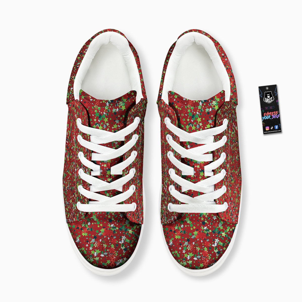 Sparkle Christmas Print Platform Shoes-grizzshop