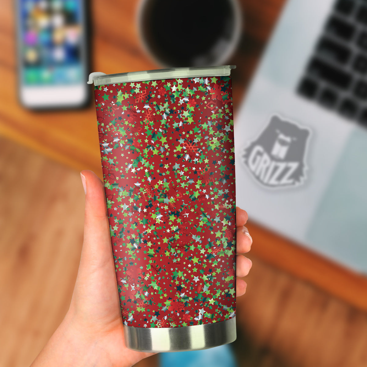 Sparkle Christmas Print Tumbler-grizzshop