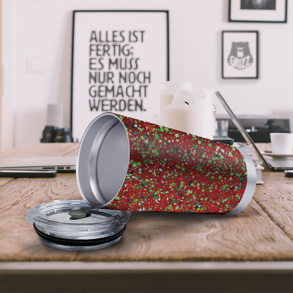 Sparkle Christmas Print Tumbler-grizzshop