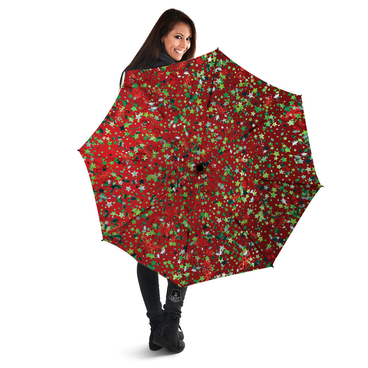 Sparkle Christmas Print Umbrella-grizzshop