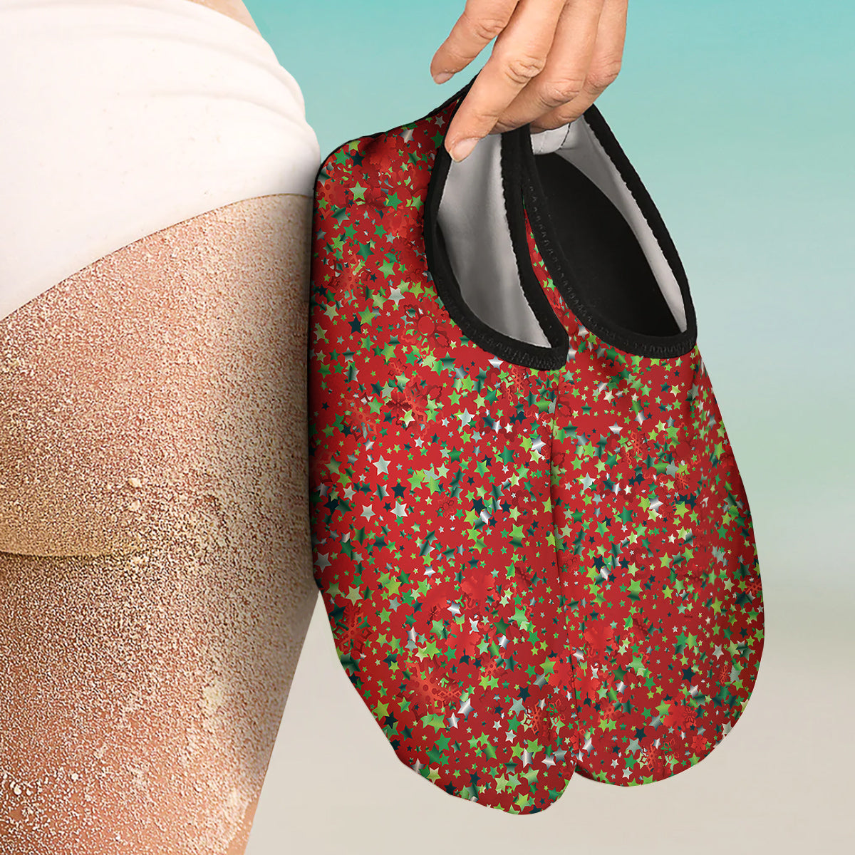 Sparkle Christmas Print Water Shoes-grizzshop