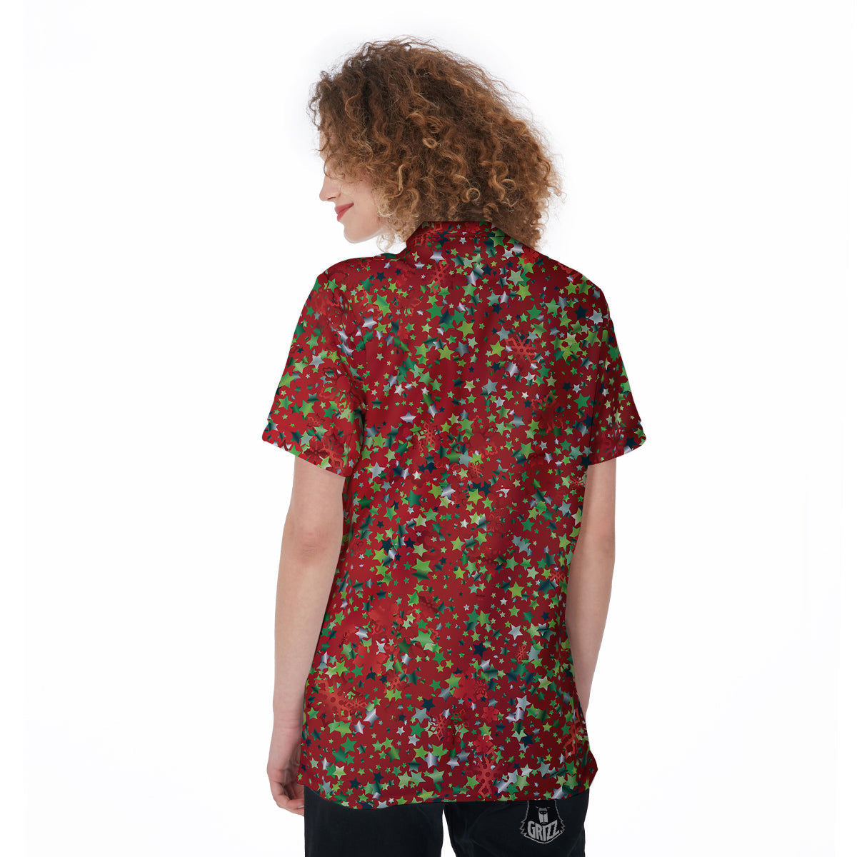 Sparkle Christmas Print Women's Golf Shirts-grizzshop