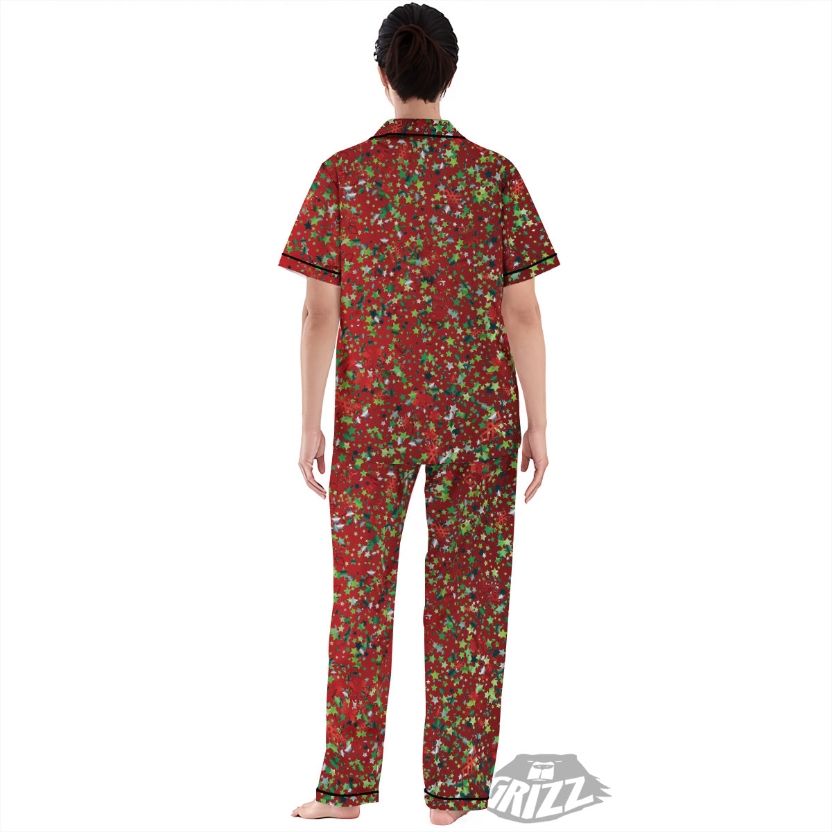 Sparkle Christmas Print Women's Pajamas Set-grizzshop