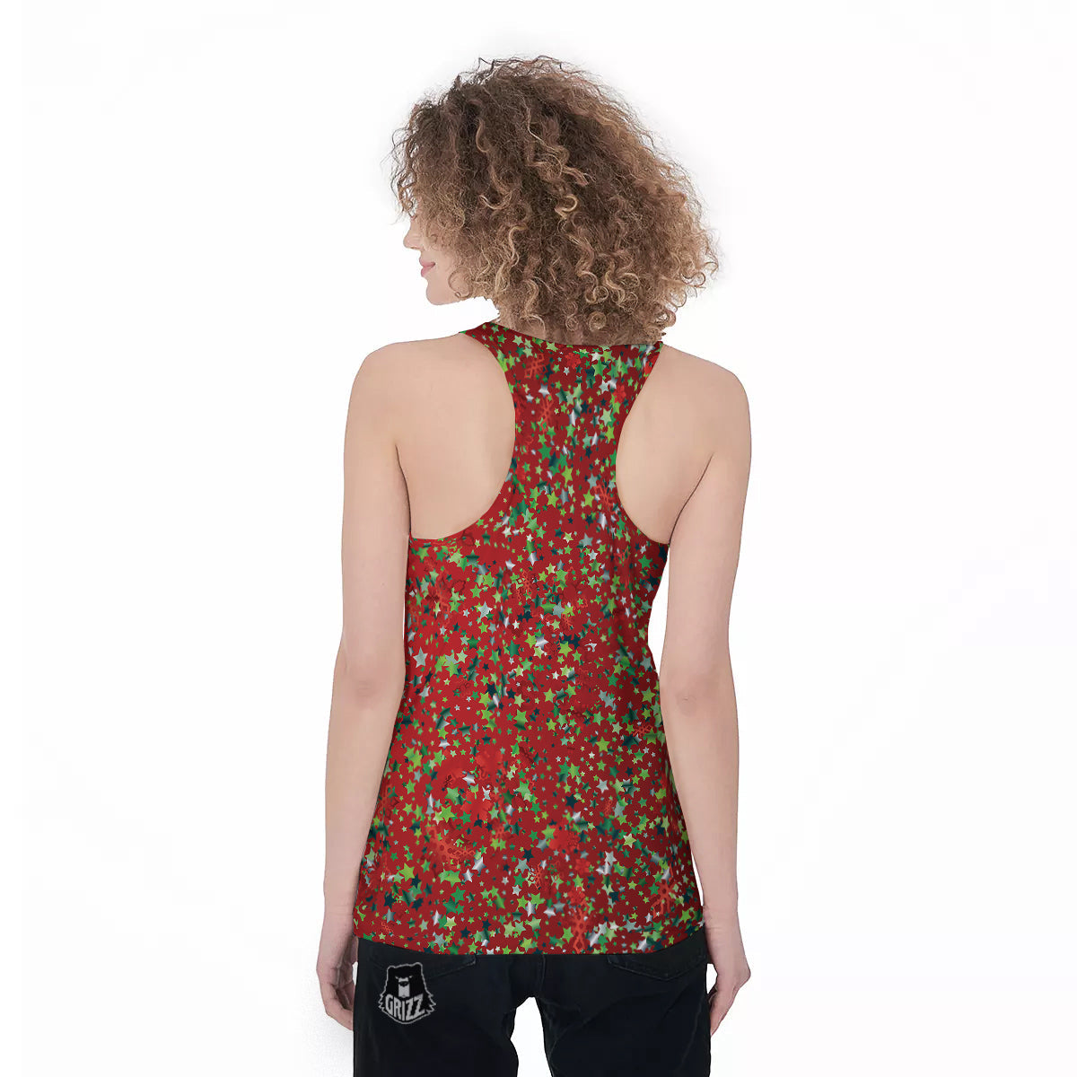 Sparkle Christmas Print Women's Racerback Tank Top-grizzshop
