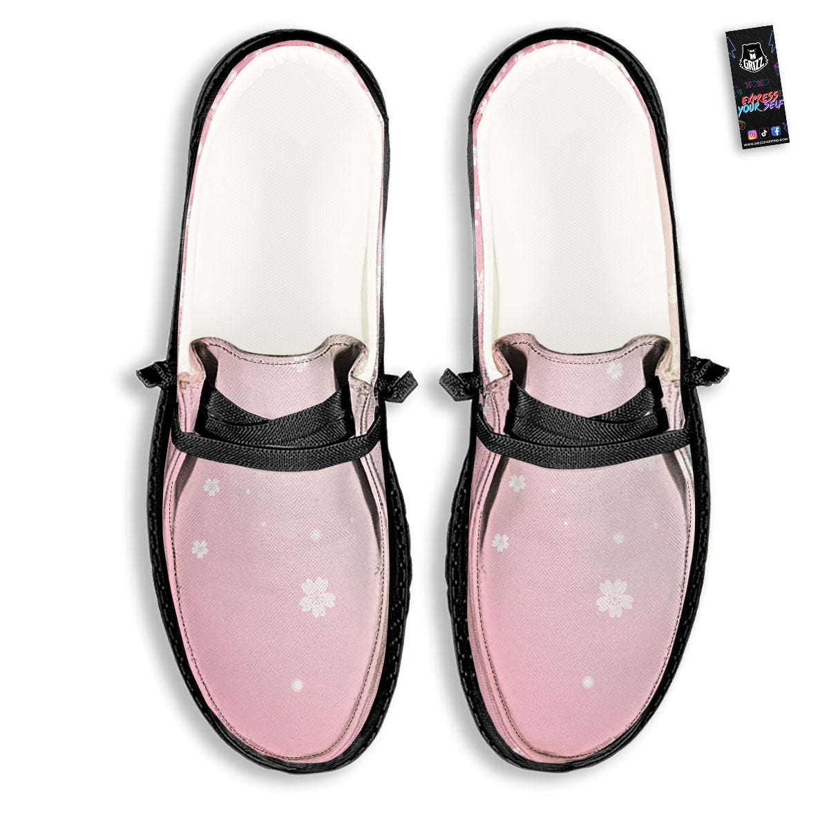 Sparkle Floral Print Black Loafers-grizzshop