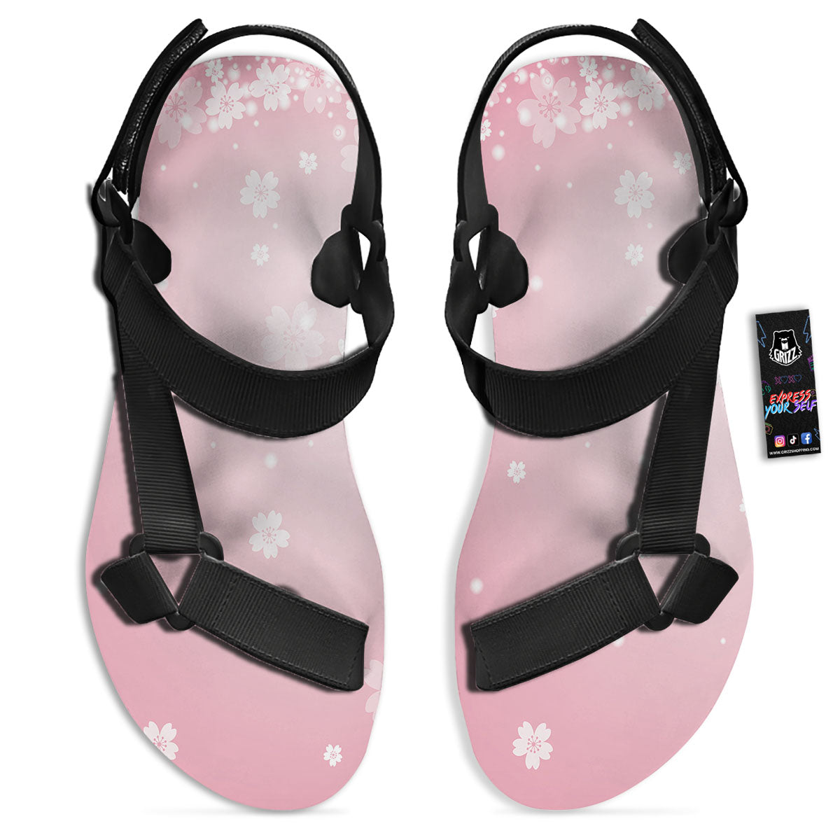 Sparkle Floral Print Black Open Toe Sandals-grizzshop