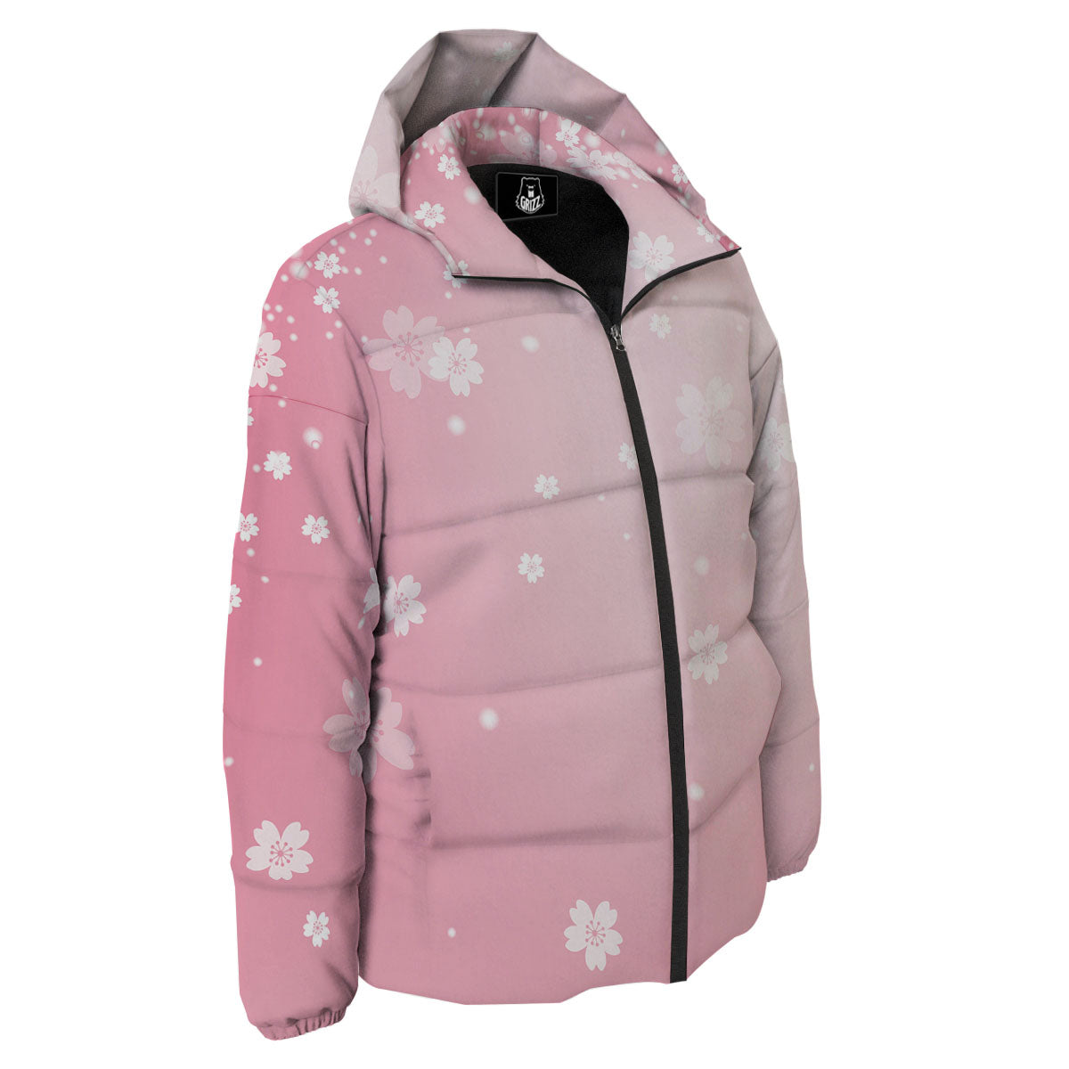 Sparkle Floral Print Down Jacket-grizzshop