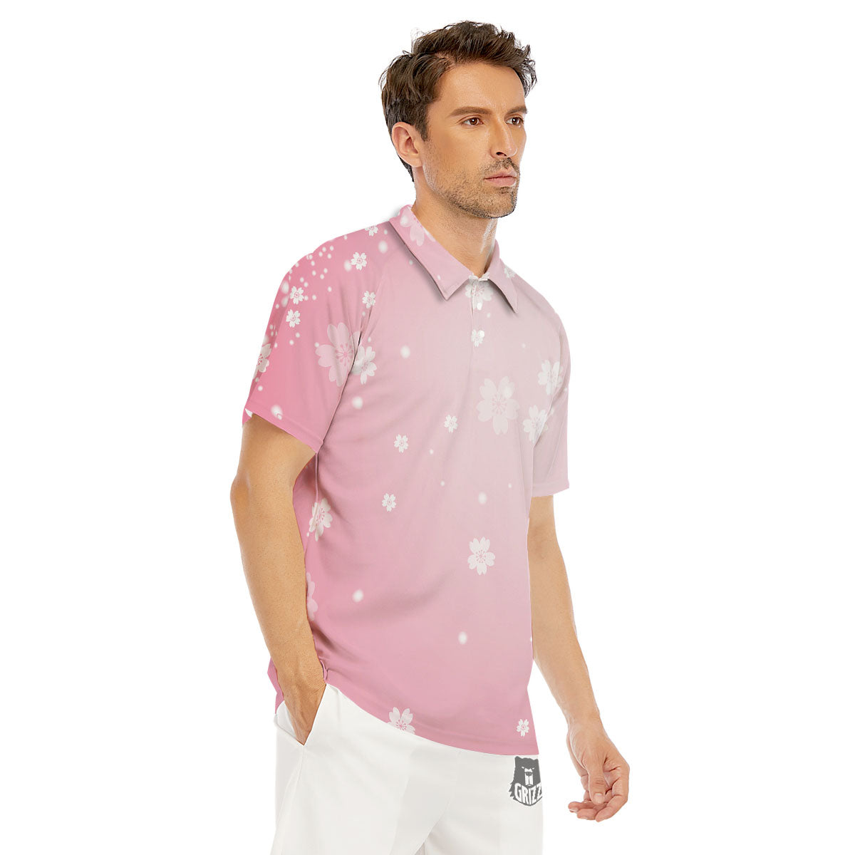 Sparkle Floral Print Men's Golf Shirts-grizzshop
