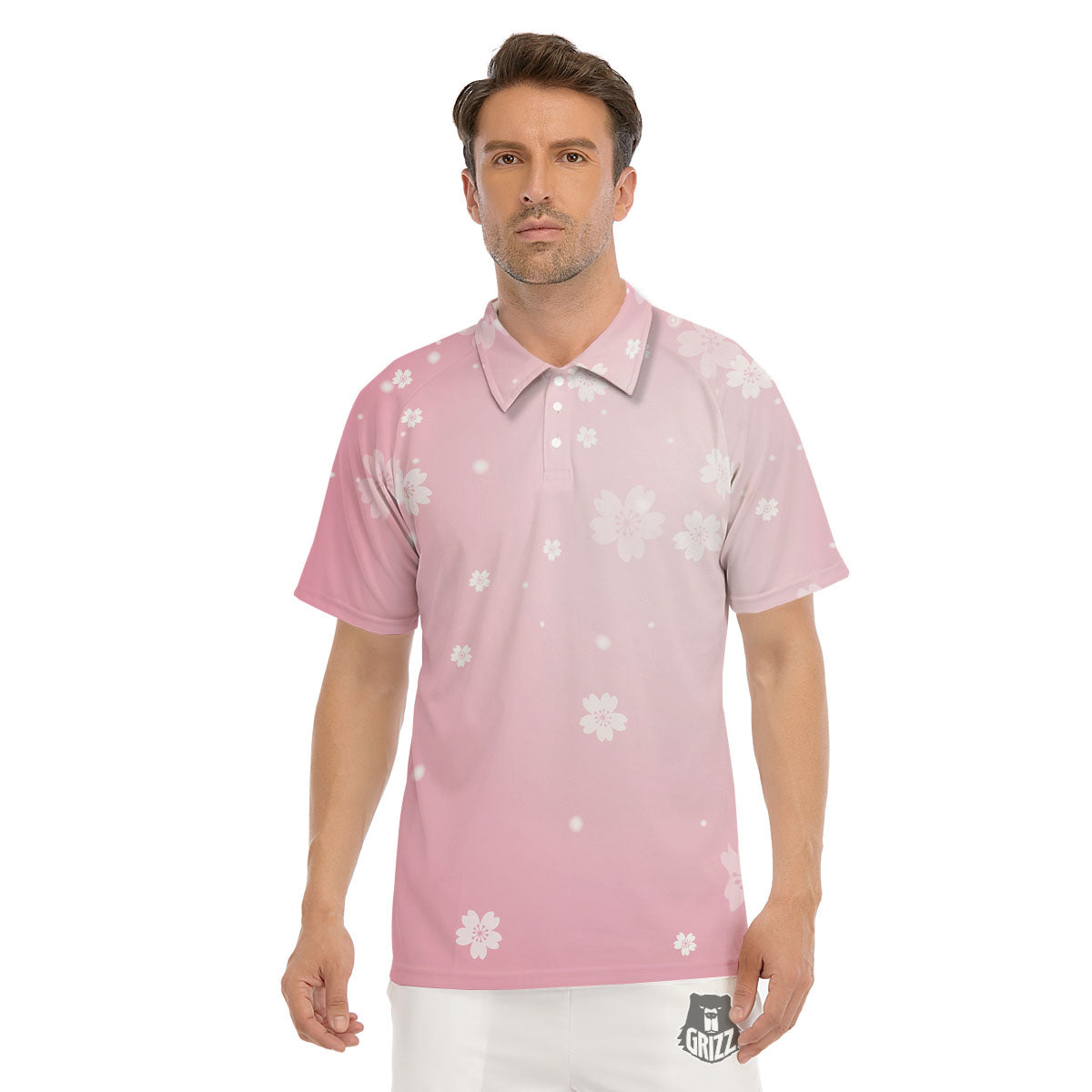 Sparkle Floral Print Men's Golf Shirts-grizzshop