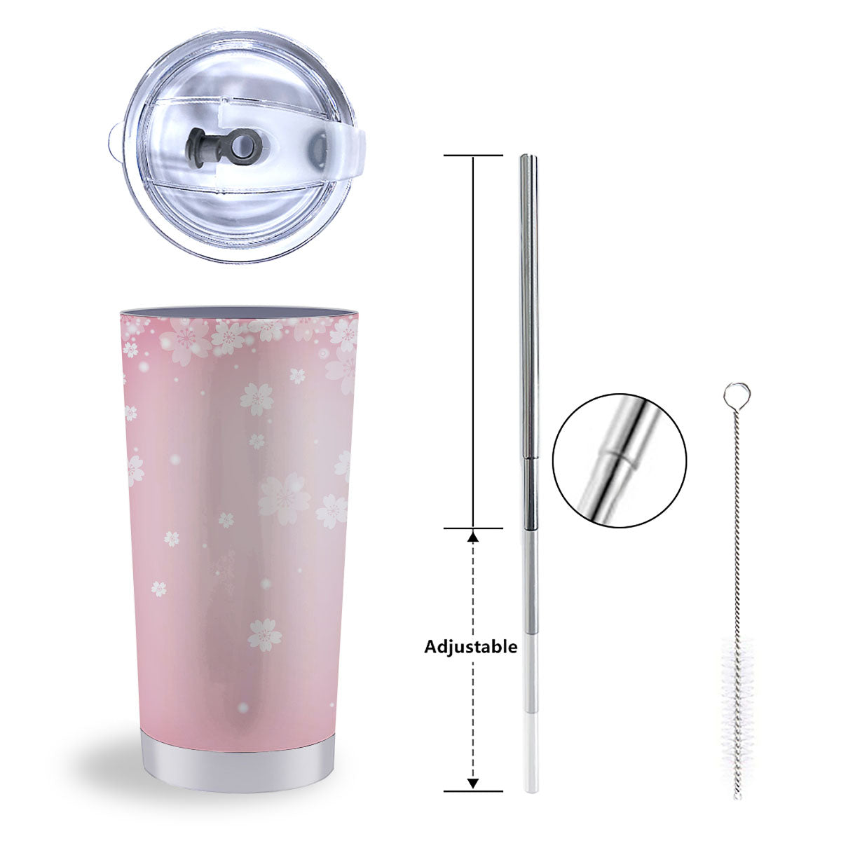 Sparkle Floral Print Tumbler-grizzshop