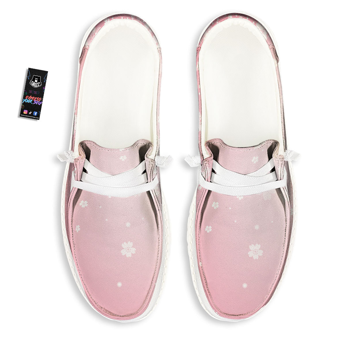 Sparkle Floral Print White Loafers-grizzshop