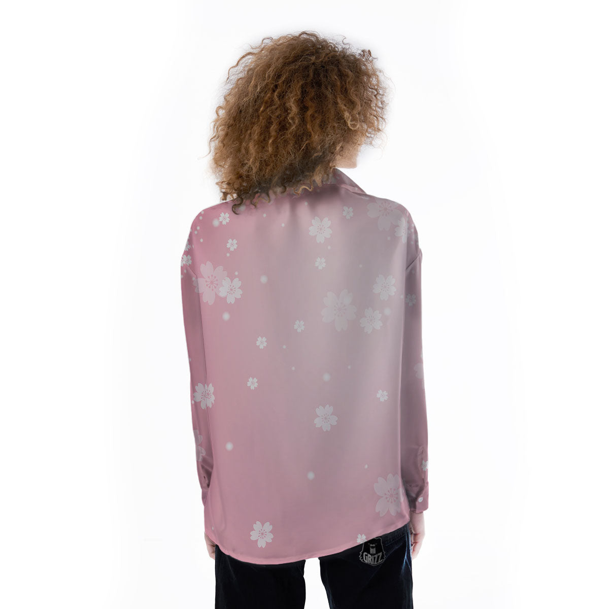 Sparkle Floral Print Women's Long Sleeve Shirts-grizzshop