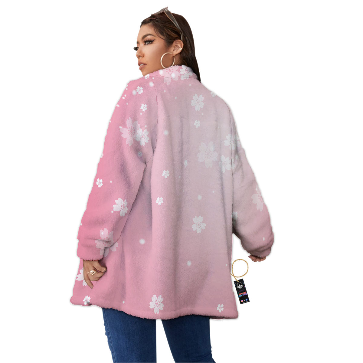 Sparkle Floral Print Women's Sherpa Jacket-grizzshop