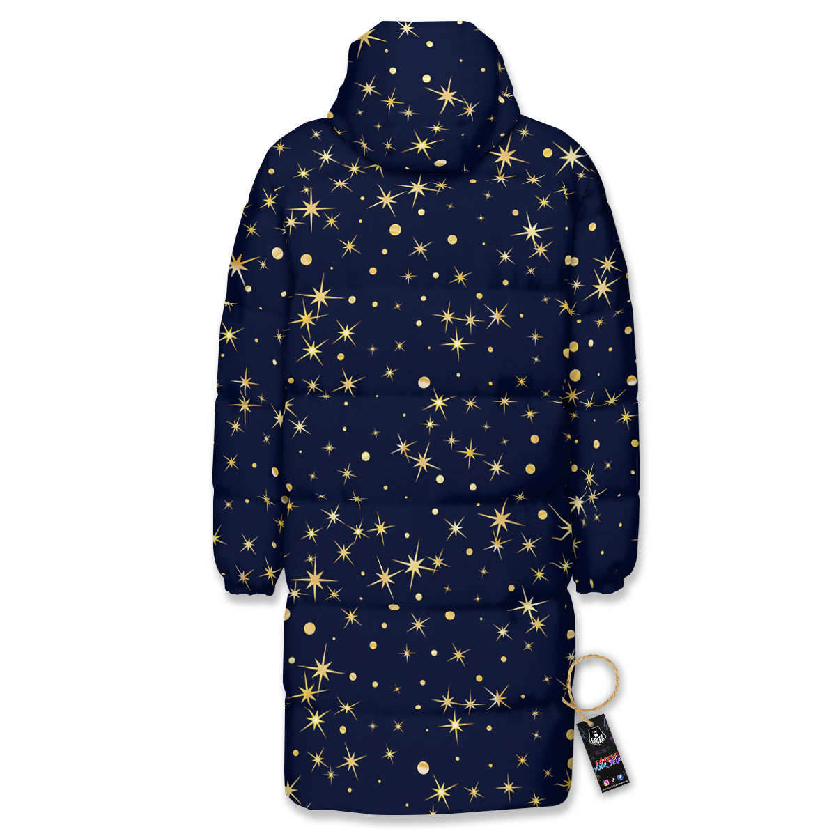Sparkle Shiny Print Pattern Long Down Jacket-grizzshop