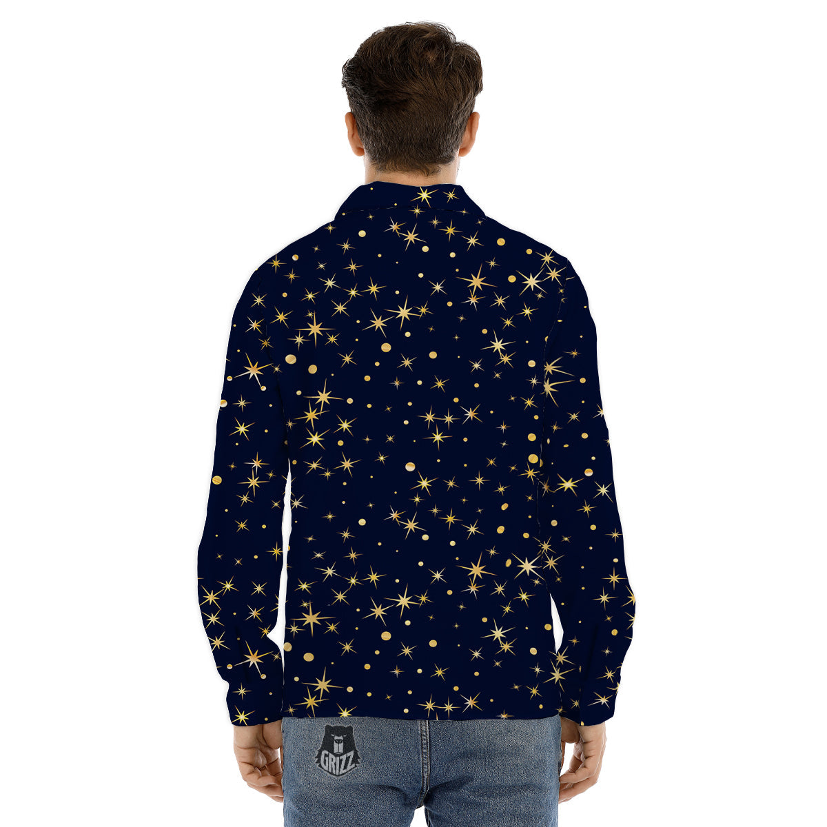 Sparkle Shiny Print Pattern Men's Dress Shirts-grizzshop
