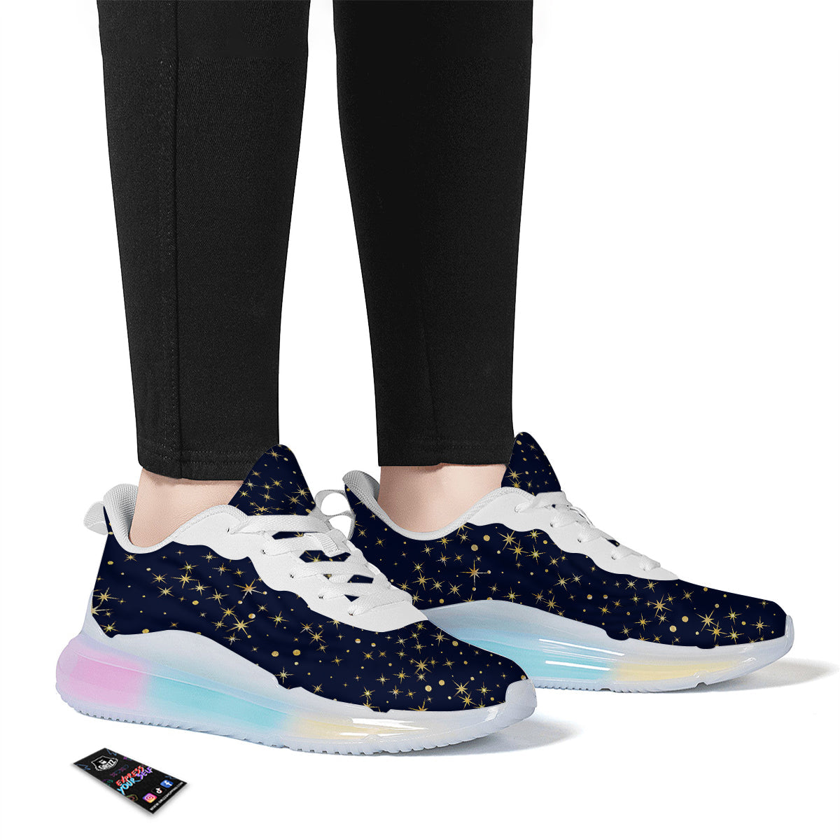 Sparkle Shiny Print Pattern Running Sneakers-grizzshop