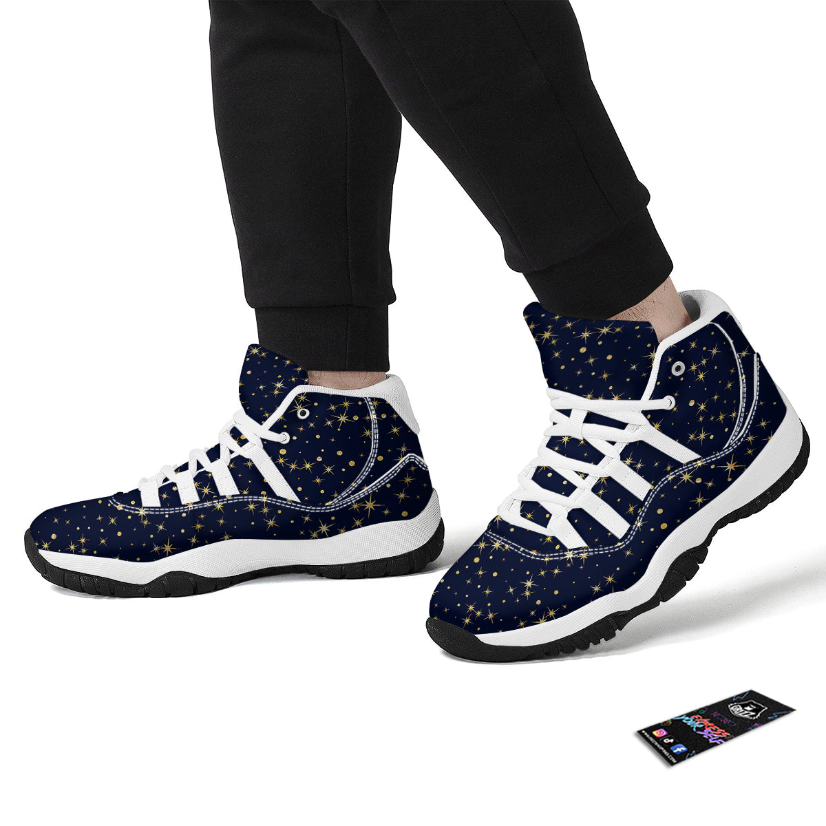 Sparkle Shiny Print Pattern White Bball Shoes-grizzshop
