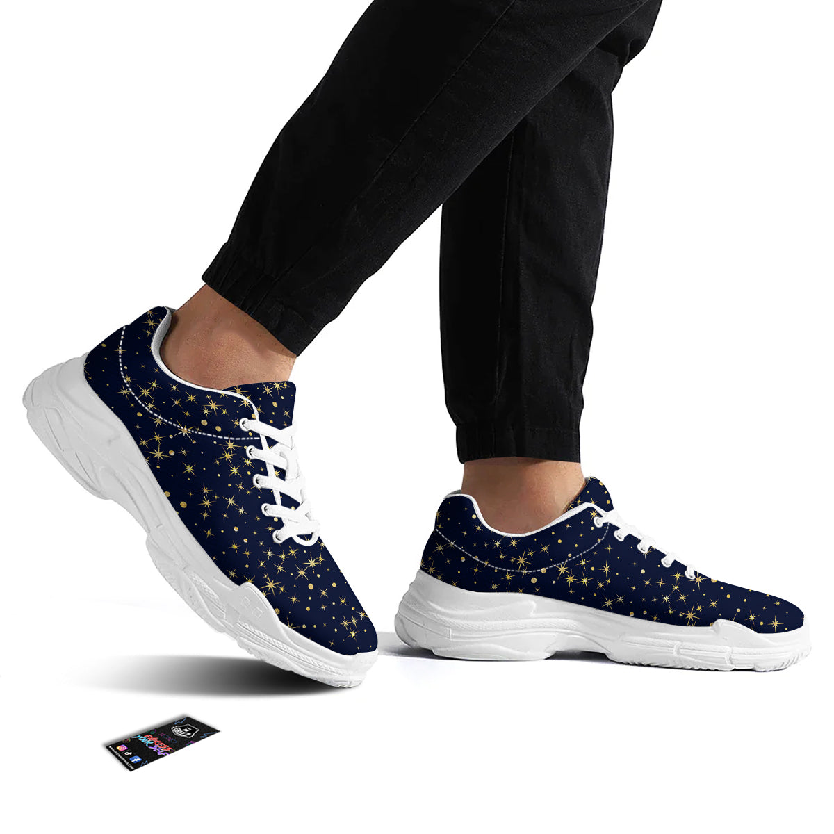 Sparkle Shiny Print Pattern White Chunky Shoes-grizzshop