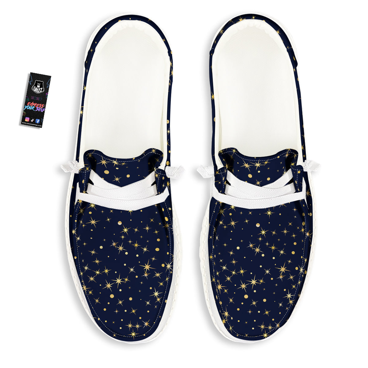 Sparkle Shiny Print Pattern White Loafers-grizzshop