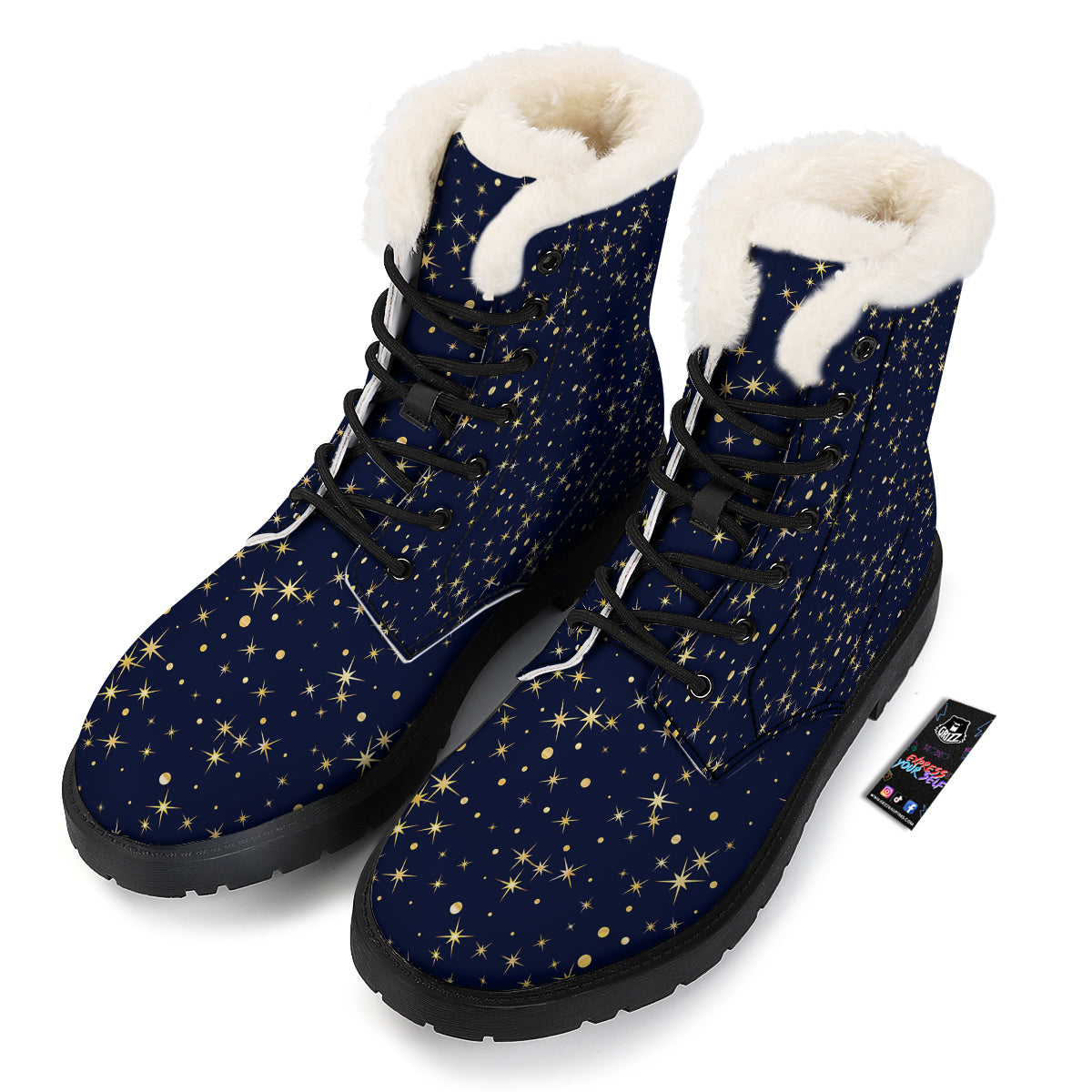 Sparkle Shiny Print Pattern Winter Boots-grizzshop
