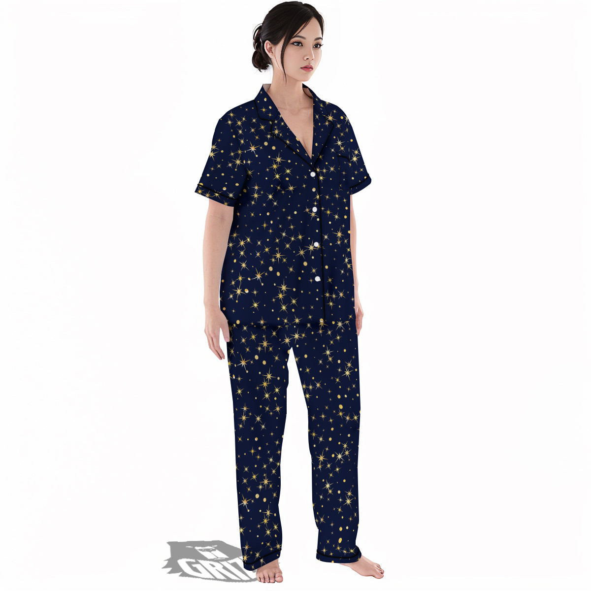 Sparkle Shiny Print Pattern Women's Pajamas Set-grizzshop