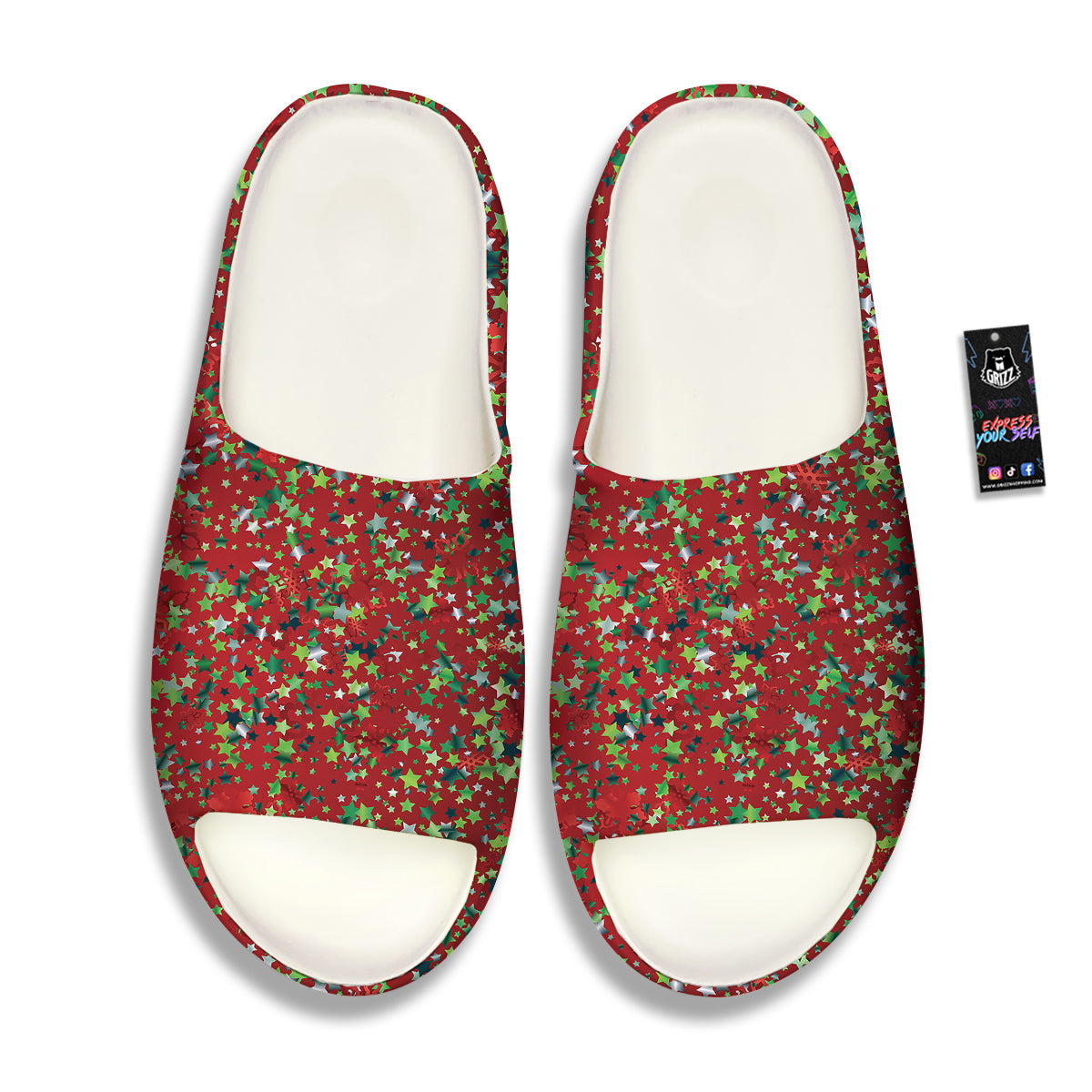 Sparkle Christmas Print Sandals-grizzshop