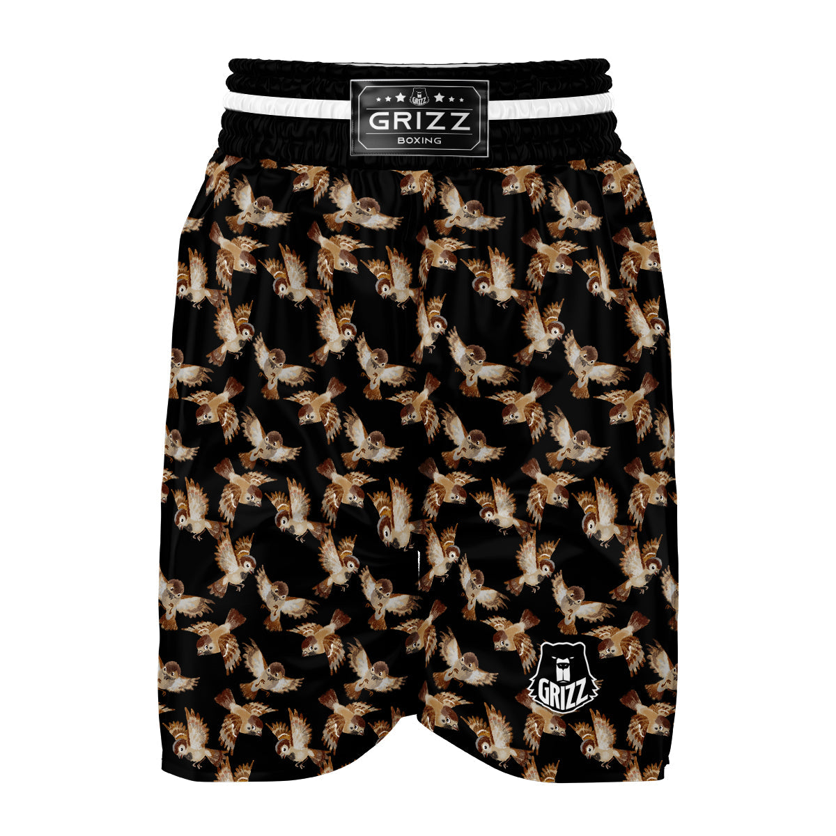 Sparrow Watercolor Print Pattern Boxing Shorts-grizzshop