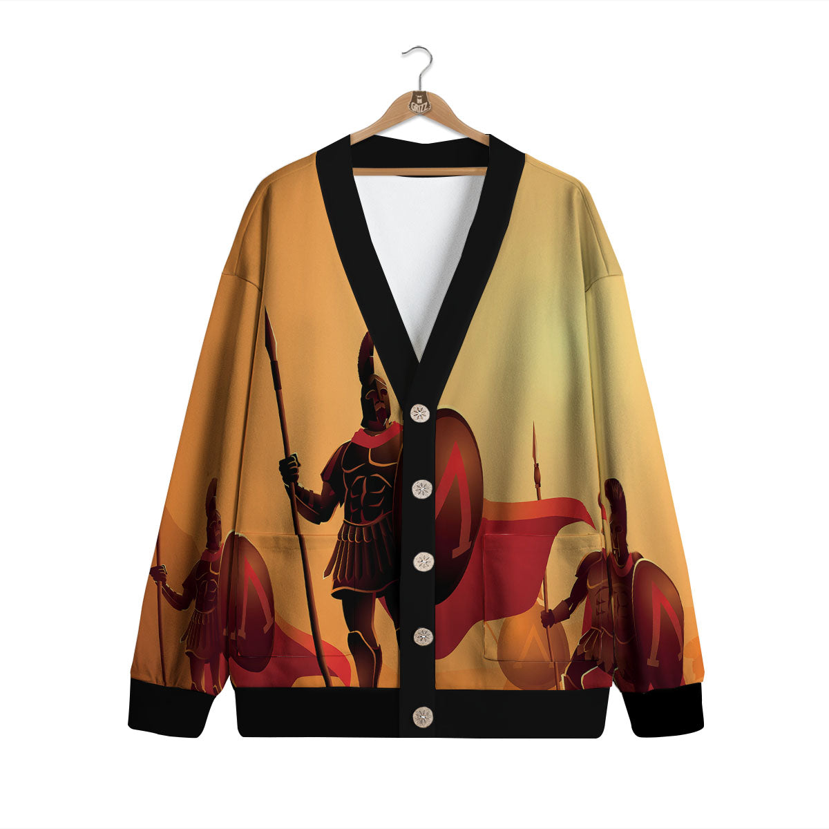 Spartan Ancient Print Cardigan-grizzshop