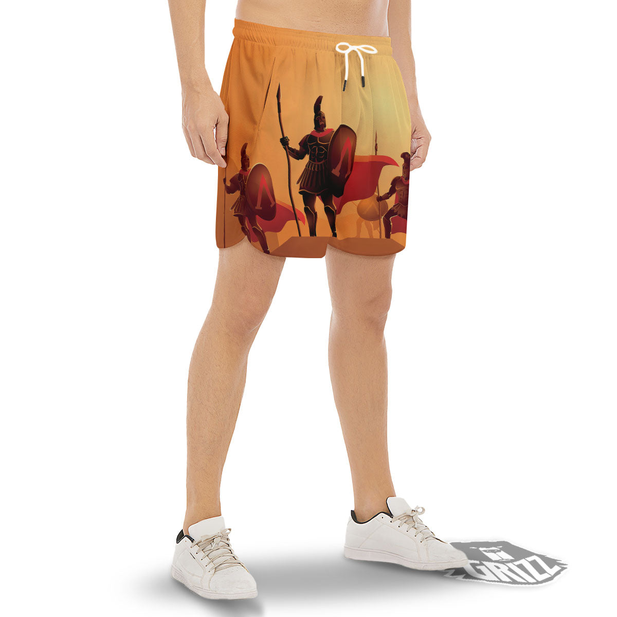 Spartan Ancient Print Men's Gym Shorts-grizzshop