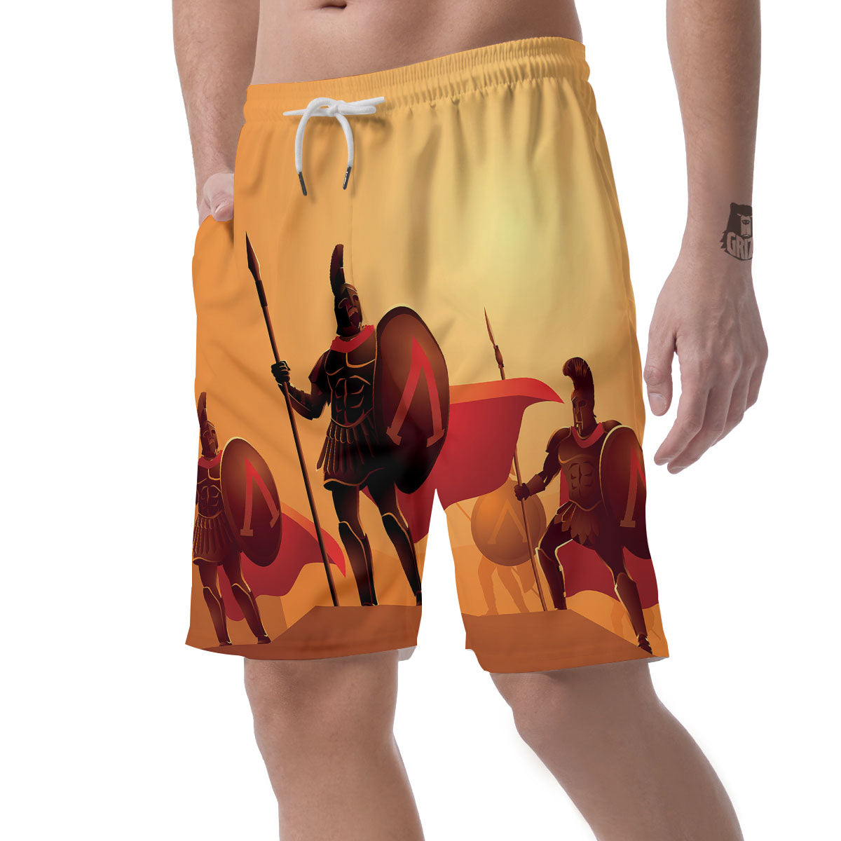 Spartan Ancient Print Men's Shorts-grizzshop