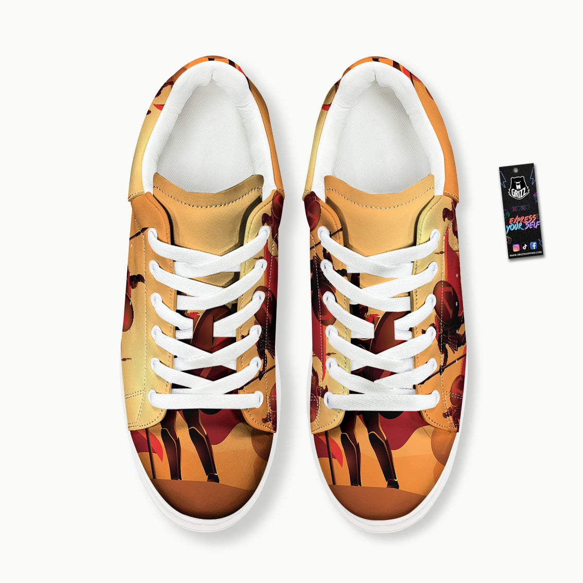 Spartan Ancient Print Platform Shoes-grizzshop