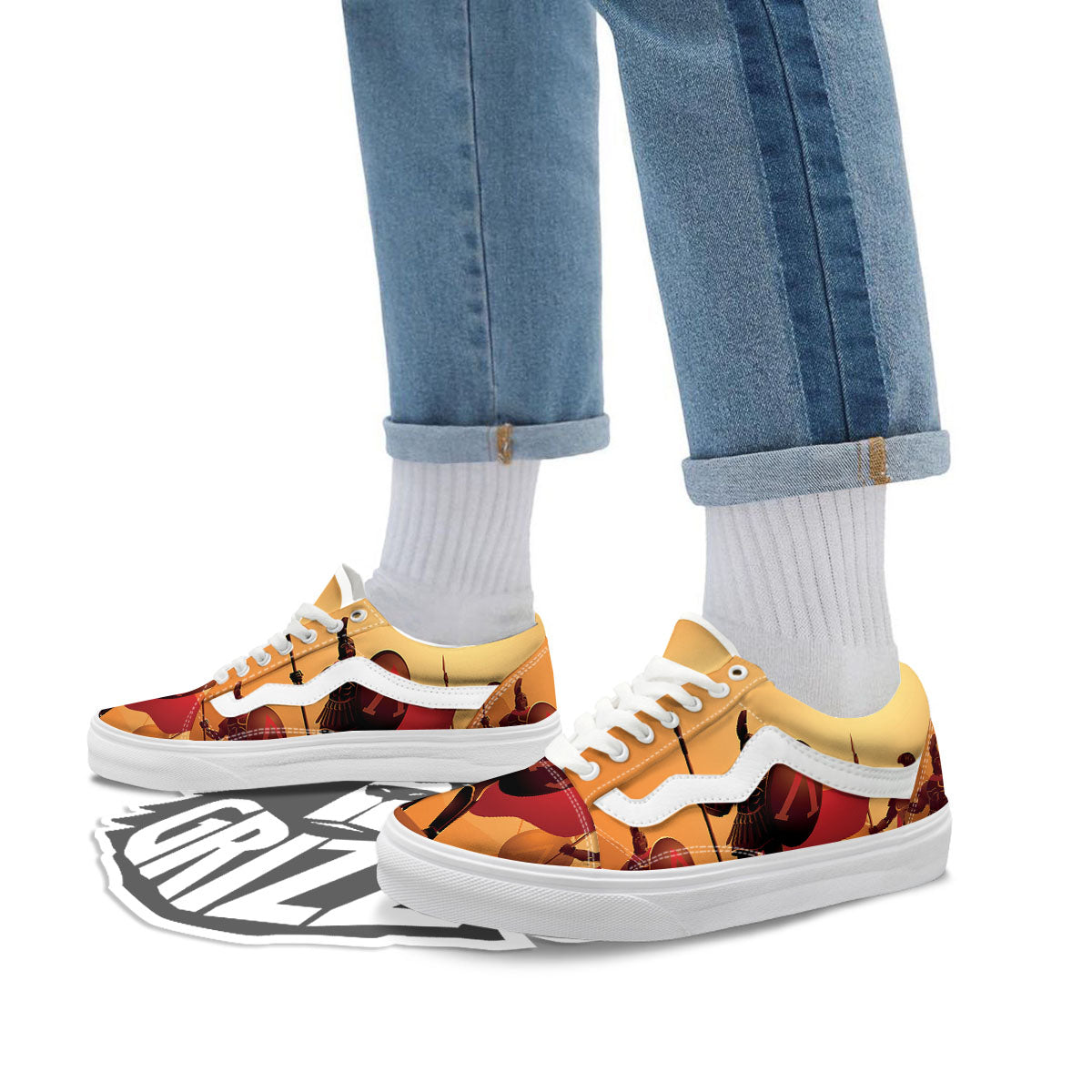 Spartan Ancient Print Skate Shoes-grizzshop